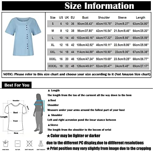 Camisas de vestido Nokmopo para mulheres moda algodão solto e linho de manga curta Tops de temperamento impresso