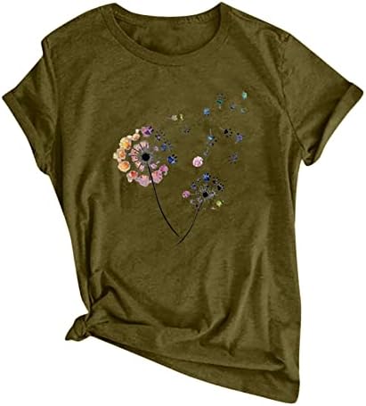 Tops de primavera nokmopo para mulheres impressão de flor de flor curta camiseta curta blusa lota top shirt tops de