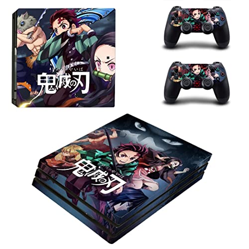 Para PS4 Slim - Anime Demon Kimetsu Slayer e NO Yaiba Tanjiro Nezuko Zenitsu Akaza Rengoku Inosuke PS4 ou PS5 Skin Stick para PlayStation 4 ou 5 Console e controladores Decal