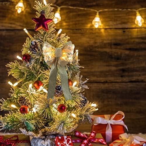 Catador leve Crystal Christmas Decoração Greios da árvore da caixa de arco 1pc Decoração LED Ornamentos