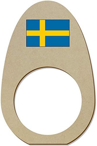 Azeeda 5 x 'Sweden Flag' Ringos/suportes de guardanapo de madeira