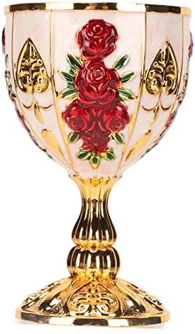 Goblete de vinho vintage de gloglow, cálice de ouro com 4 polegadas de alia de zinco de zinco retro em relevo padrão de flores elegante