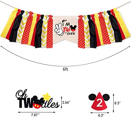 Mickey Mouse 2nd Birthday Banner, Mickey Mouse Decorações de 2º aniversário, I'm Twodles Highchair Banner, OH TWODLES
