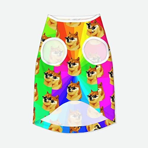 Camisas de animais de estimação de algodão arco-íris shiba-inu-doge cão de filhote de cachorro pijamas de cão de cachorro macacão