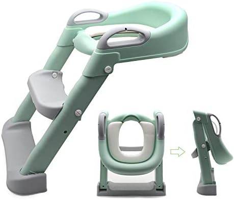 XKMT- Cadeira verde para crianças pó de treinamento Potty Ladder Step Mirl Cadeira infantil Treinador de banheiro infantil [P/N: ET-Baby002-Green]