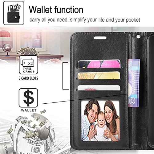 Caixa de telefone Galaxy A12 da Starshop, capa de telefone Samsung A12, [não ajuste A21 / A11] com [Protetor de vidro temperado incluído], tampa da carteira de couro com bolsos e kicktand de cartão de crédito - escuro