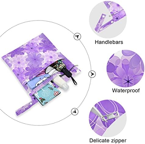 Kigai Purple Floral Sacos Mãe Mãe para Fregas de Pano para Bebê Sacos Mães Reutilizáveis ​​com 2 Bolsos para Viajar Piscina de Piscina de Piscina de Piscina de Ginásio