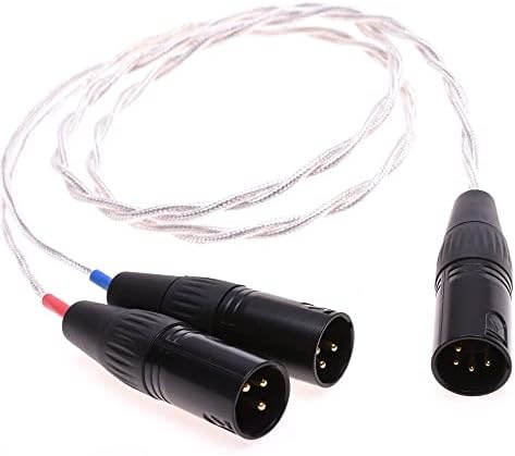 Cabo XLR Gagacocc esclarece a blindagem de prata de prata 2x 3 pinos xlr macho a 4 pinos XLR Cabo de adaptador de áudio balanceado