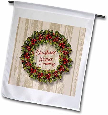 Imagem 3drose de design de grinaldas de azevinho com textos de desejos de Natal - não de madeira real - bandeiras