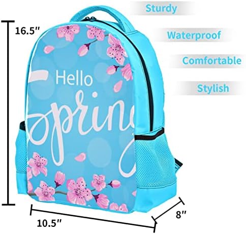 Mochila VBFOFBV para mulheres Laptop Daypack Backpack Saco casual, Hello Spring Spring Pink Flowers