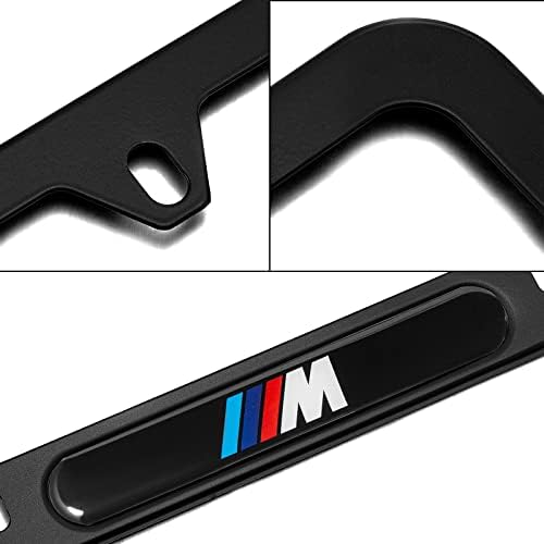 Quadros de placa preta do DeWest 2pcs para BMW-M, suporte do suporte da placa de carro, tampas de placa de prova de alumínio de alumínio premium com tampas de preços com tampas de parafuso Conjunto de acessórios de carro.