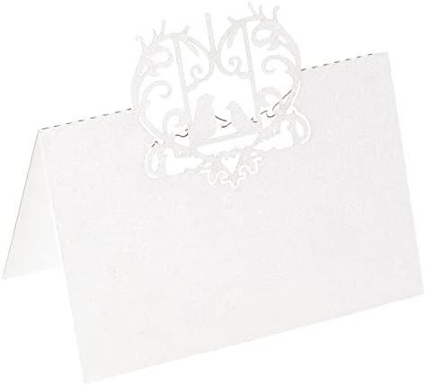 Nome da mesa de Patikil Cartões de lugar, 50pcs favorecem decoração de design de pombo oco Card Card em branco para festas
