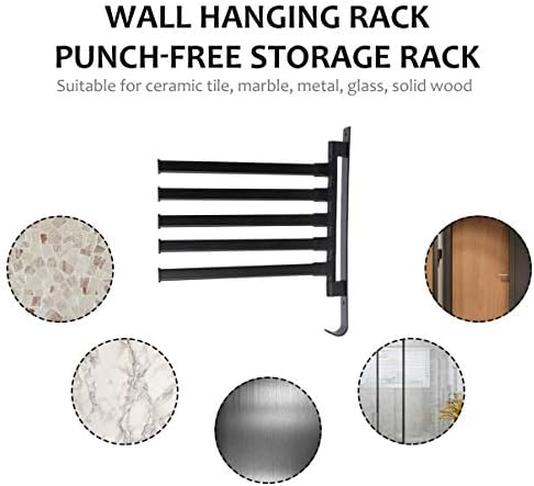 Cabilock 1pc Braços de toalha Braços de cozinha preta Liga de parede Espaço dobrável barras de aço montadas rotativas Economizando