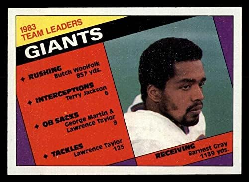 1984 Topps 310 Líderes do Giants Earnest Grey/Butch Woolfolk/Terry Jackson/George Martin/Lawrence Taylor New York Giants-FB