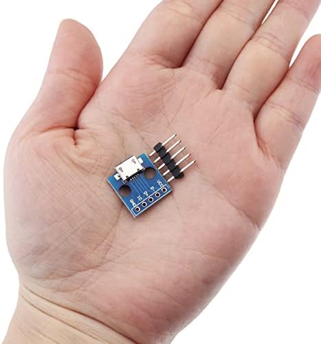 Digiyes 10pcs Micro USB Interface Adaptador de potência 5 pinos Módulo de interrupção de 5V com cabeçalho de pino macho
