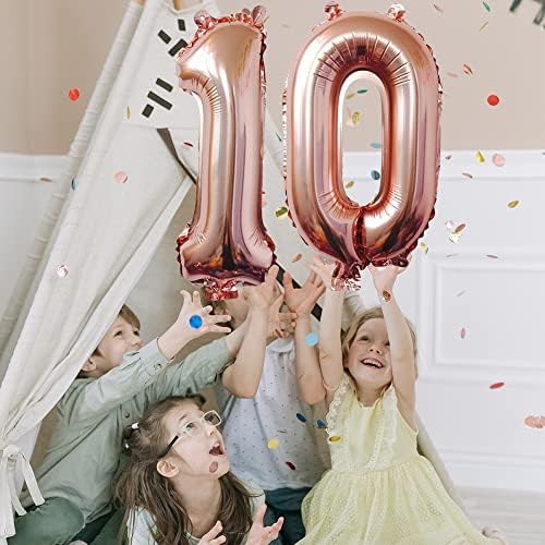 Número 49 balões de 32 polegadas de balão digital alfabeto de 49 balões de aniversário dígitos 49 balões de hélio grandes balões para festas de aniversário suprimentos de casamento Bachelorette Bridal Chusel, ouro rosa número 49th