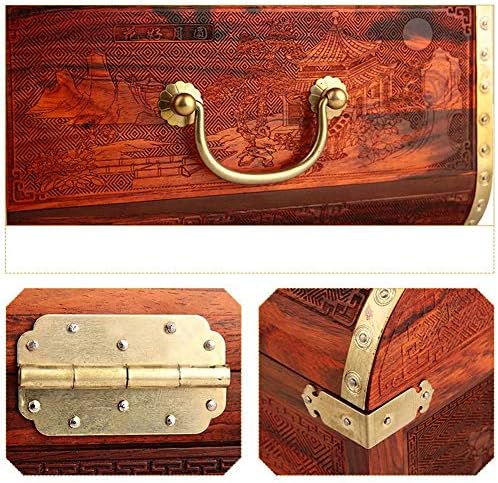 Caixa de jóias QTT Redwood com camadas de bloqueio de senha com gaveta de alta capacidade Presente de casamento Retro. Caixa de jóias