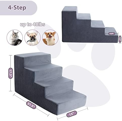 Escadas de cachorro para camas altas, escadas de animais de estimação e degraus para o sofá e cadeira, degraus com capa lavável