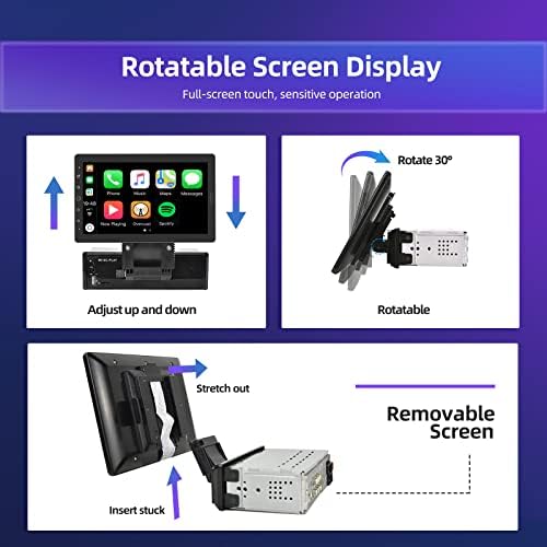 Nhopeew Single Din Apple CarPlay Radio: 10 polegadas IPS de tela sensível ao toque IPS estéreo com câmera de backup