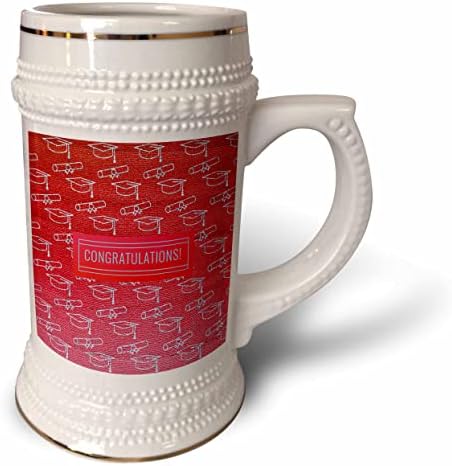 Imagem 3drose de bonés e diplomas azuis baby no design vermelho. - 22 onças de caneca