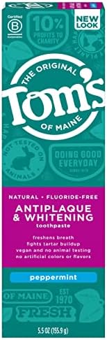 Tom's de antiplaque sem fluoreto do Maine e pasta de dente natural de clareamento, hortelã-pimenta, 5,5 oz.