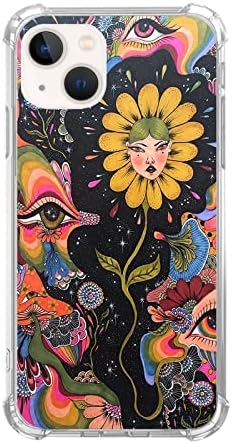Caixa de telefone psicodélico Gialcenik Tripy compatível com iPhone 13, Caso de capa de Arte Hippie Art With Eyes para iPhone 13,