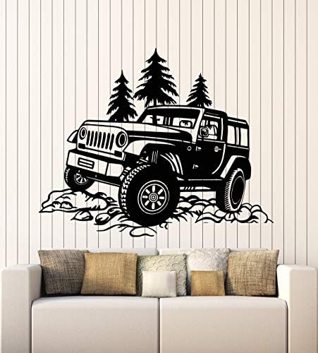 Jeep de parede de vinil Jeep SUV ATV Power Big Machine Travel adesivos murais decoração grande preto