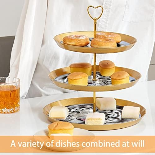 Bolo Stand Conjunto de 3 cupcake de camada STANDS PLATE DE PASSAIS REUSIÁRIOS PARA DORAÇÕES DE FESTO DE TEMO DE BIMVERSÁRIO DE CASAMENTO, TIGER BRANCO ANIMAL NA NEW