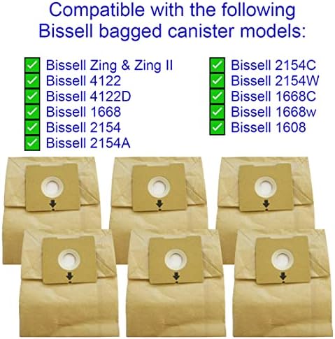 Vacurama Premium Bissell Vacuum Bags - Compatível para Zing, Zing 2 & Powerforce recame modelos 4122, 4122d, 1668,