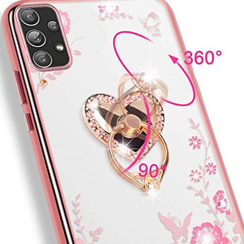 B-Wishy para Samsung Galaxy A23 4G/5G Glitter Crystal Butterfly Heart Floral Slim TPU Luxurno Bling Capinha de proteção