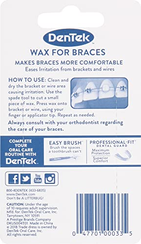 Dentek Wax for Braces Torne Brace mais confortável 2 contagem pacote de 72