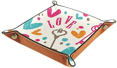 Lyetny Cartoon Love Hearts Lock Dots Padrão Organizador Bandejas de armazenamento Caixa de cabeceira Caddy bandeja de