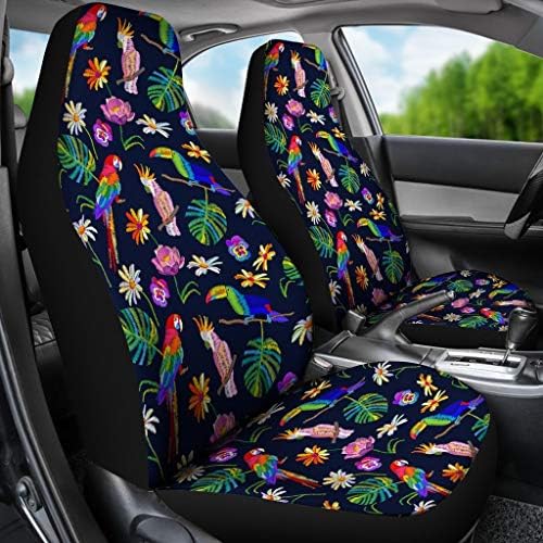 Lindas capas de assento de carro imprimido de papagaio floral
