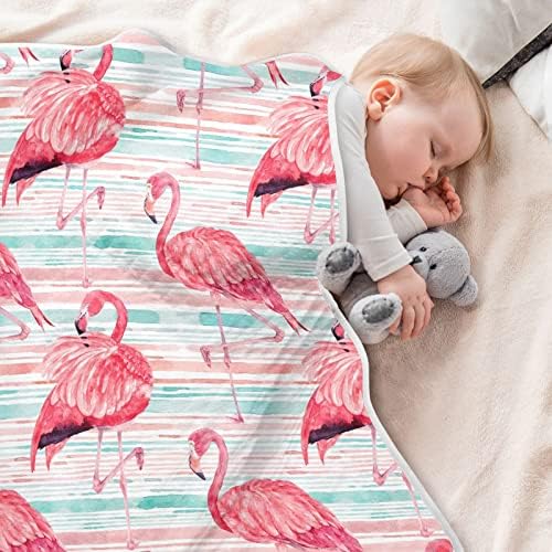 Cobertor de arremesso de algodão flamingos rosa para bebês, recebendo cobertor, cobertor leve e macio para berço, carrinho de bebê, cobertores de berçário, 30x40 em