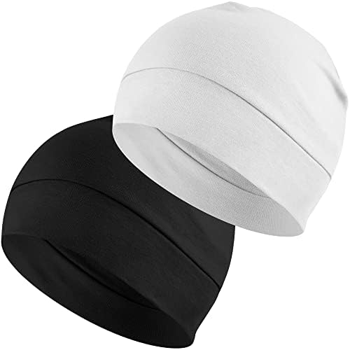Caps de caveira de algodão de cabeça para homens para homens, chapéus de sono leves de 2 pacote de pacote de pacote