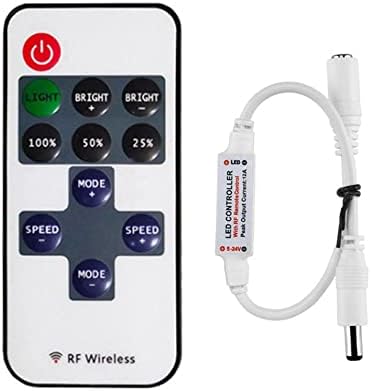 Vrabocry 11-Key RF Mini Wireless Controller com conector DC para 2835 3528 5050 Luz de tira de LED de cor única