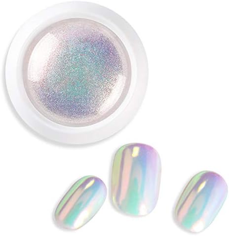 YPENG 1PC Mermaid Pearl Mirror Chrome Pó de unhas, Glitter Magical Shell Pó, decoração de arte de unhas DIY em casa com escovas de esponja de unhas