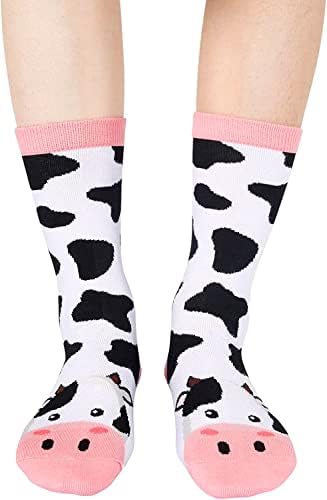 Happypop engraçado Presentes de vaca Gretos de frango de cabra para mulheres meninas, novidades meias de vaca meias de galinha de cabra meias de pato corgi meias