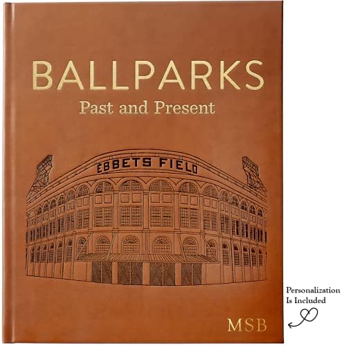 Finios de imagem gráfica passados ​​e presentes, com mão em couro bronzeado, histórias de todos os parques nas principais ligas | Personalização gratuita incluída