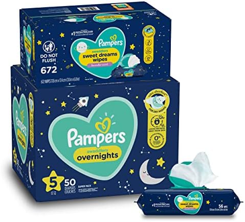 Falas durante a noite Tamanho 5, 50 contagem e lenços de bebê - pampers swaddlers durante a noite fraldas e lençóis de bebê descartáveis,