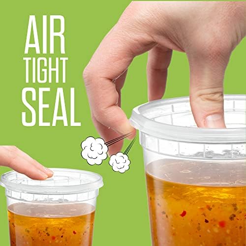 8 oz - 24 conjuntos de recipientes de armazenamento de alimentos de delicatessen plástico com tampas flexíveis herméticas microondas, sem vazamentos, laváveis ​​e freezer seguras.