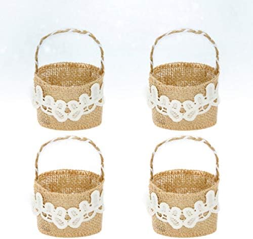 Cestas de menina de flor de abaodam 4pcs mini cestas de menina de floresta rústica cestas de casamento de casamento rústico