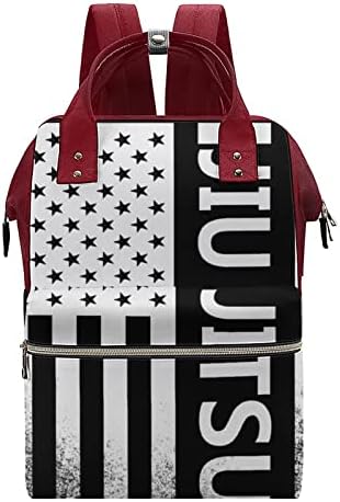 Funnystar American Flag Jiu-Jitsu Bolsa de fraldas estampada Bagpack Bags Sacos de viagem à prova d'água para mamãe e papai