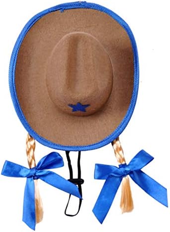 Chapéu de cowgirl de estimação com tranças, pequeno/médio