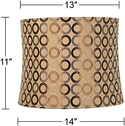 Círculos de cobre Sombra de lâmpada de bateria média 13 Top x 14 inferior x 11 Substituição de alta por harpa e finial - Springcrest