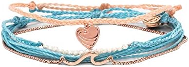 Pura Vida By the Sea Style Bracelet Pack - pulseiras empilháveis ​​para mulheres e adolescentes - acessórios artesanais, bandas ajustáveis ​​- multicoloria, conjunto de 4