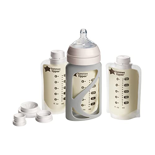 Tommee Tippee Letter de partida de leite materno, compatível com todas as bombas de mama líder, inclui mamilos semelhantes a mama,