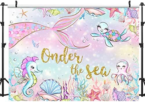 Lofaris 5x3ft onder O cenário da fotografia marinha para meninas 1ª Pequena Mermaid Party Party Hippocampus Shell Turtle Background