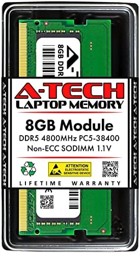 A-Tech 8GB DDR5 4800 MHz SODIMM PC5-38400 CL40 262-PIN 1.1V Laptop Memory Module