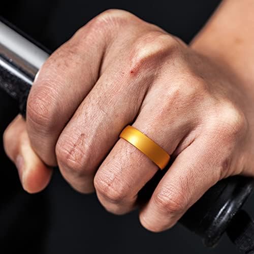 Thunderfit Silicone Band Rings, 7 bandas / 1 banda de margem de casamento para homens e mulheres de 6 mm de largura - 1,65 mm de espessura